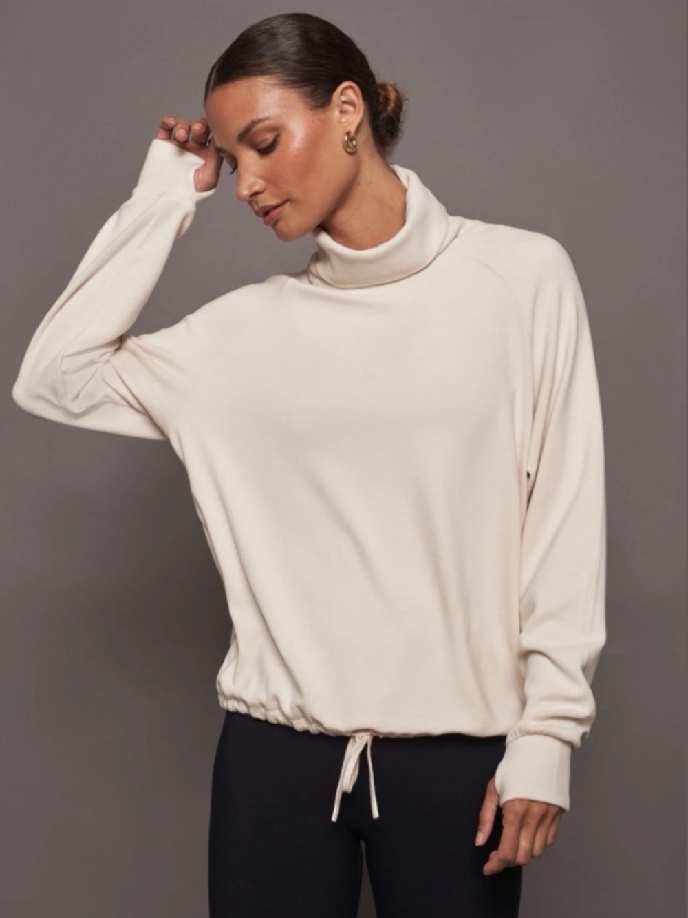 Varley Portland High Neck Midlayer Sweater Top Ivory Cream Womens Size XXS